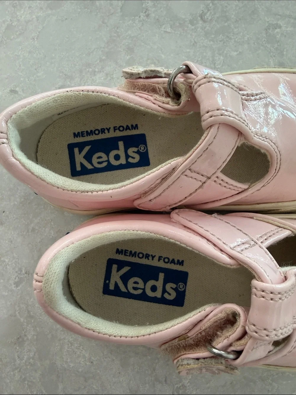 Keds Pink Patent Mary Jane Sneakers with Flower Accent